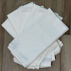 Lauren Ralph Lauren White Jacquard Cloth Napkins Set of 5 Designer Table Linens